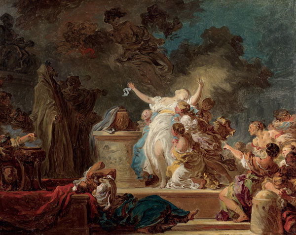 Jean-Honoré FRAGONARD (1732-1806)  Un sacrifice antique, dit Le sacrifice au Minotaure  Huile sur toile  72 × 91 cm  Estimation : 4 000 000 - 6 000 000 €